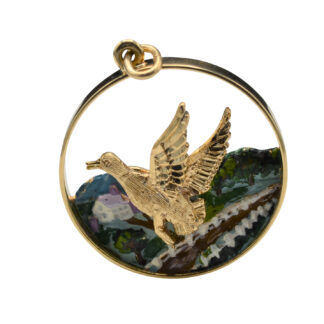 SOLD: The Natomas:  Vintage Signed 14K Hand Painted Duck Pendant