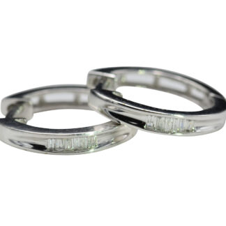 The Anaheims:  Ladies White Gold Hoop Earrings set with Diamonds