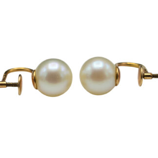The Cerritos:  Ladies 14K Yellow Gold Screwback Pearl Earrings