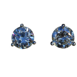 The Virgil Village: 1.96 Carat Total Weight Diamond Stud Earrings in Platinum Martini Settings