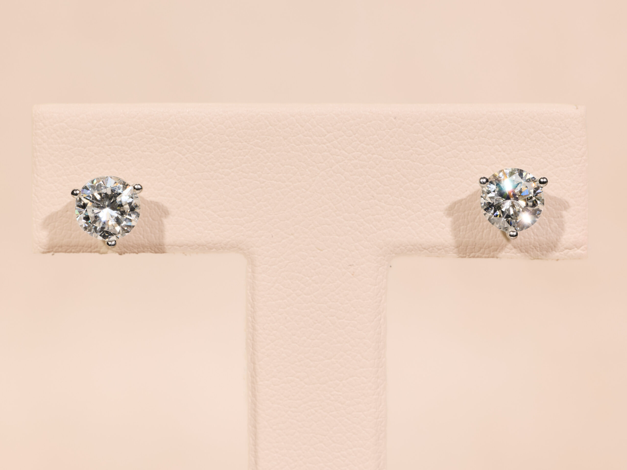 The Virgil Village: 1.96 Carat Total Weight Diamond Stud Earrings in Platinum Martini Settings - Image 2