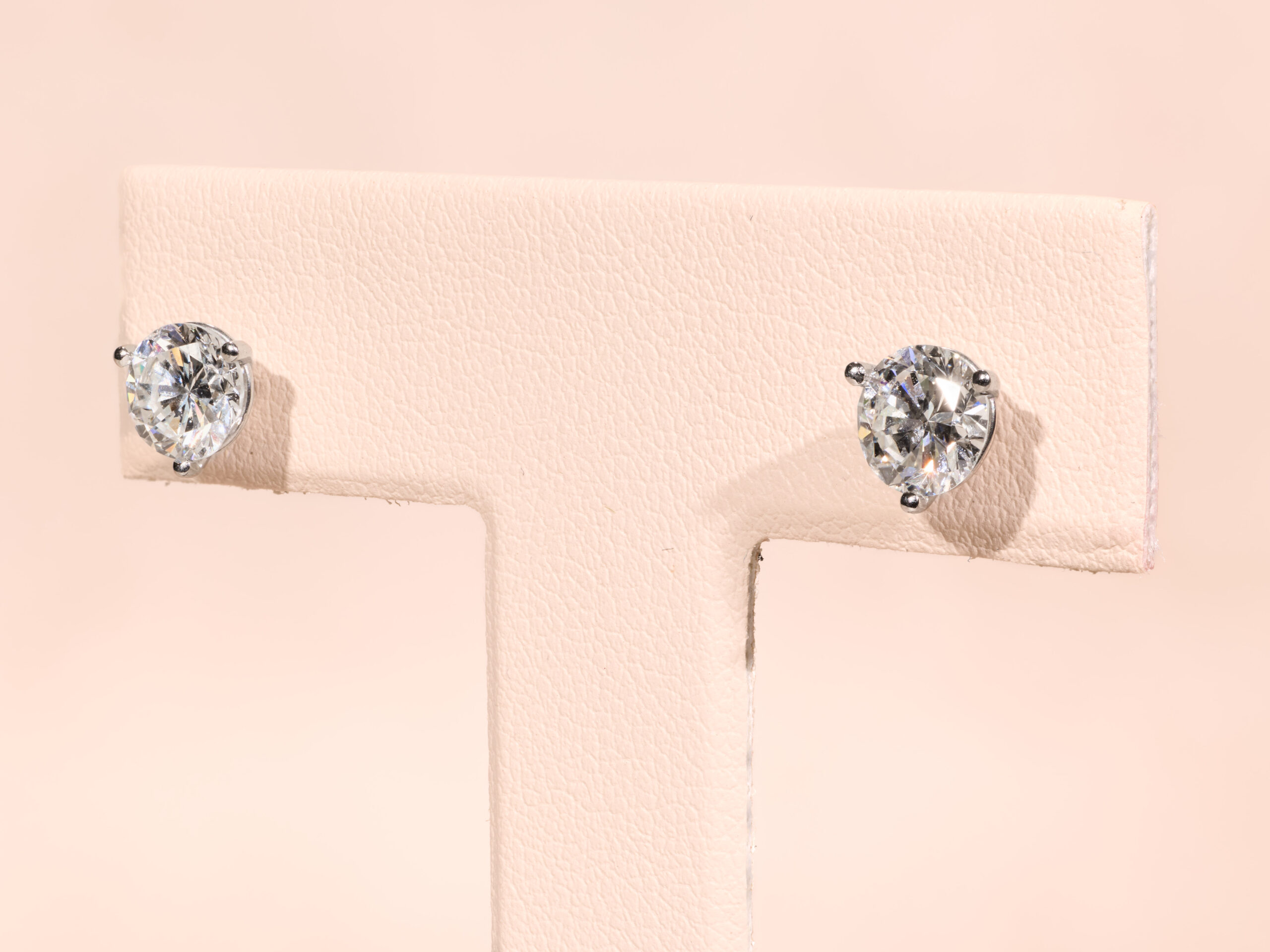 The Virgil Village: 1.96 Carat Total Weight Diamond Stud Earrings in Platinum Martini Settings - Image 3
