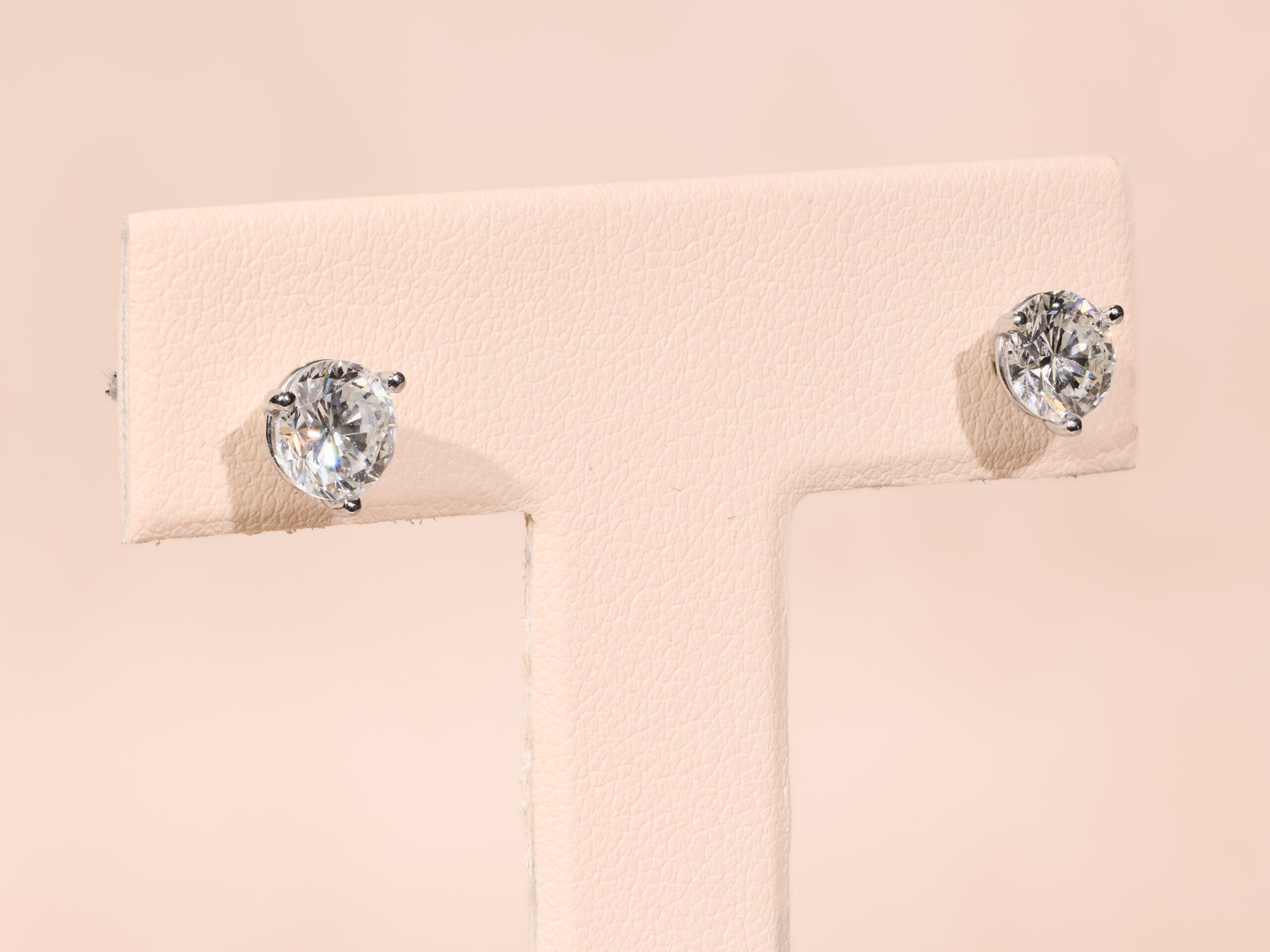 The Virgil Village: 1.96 Carat Total Weight Diamond Stud Earrings in Platinum Martini Settings - Image 4