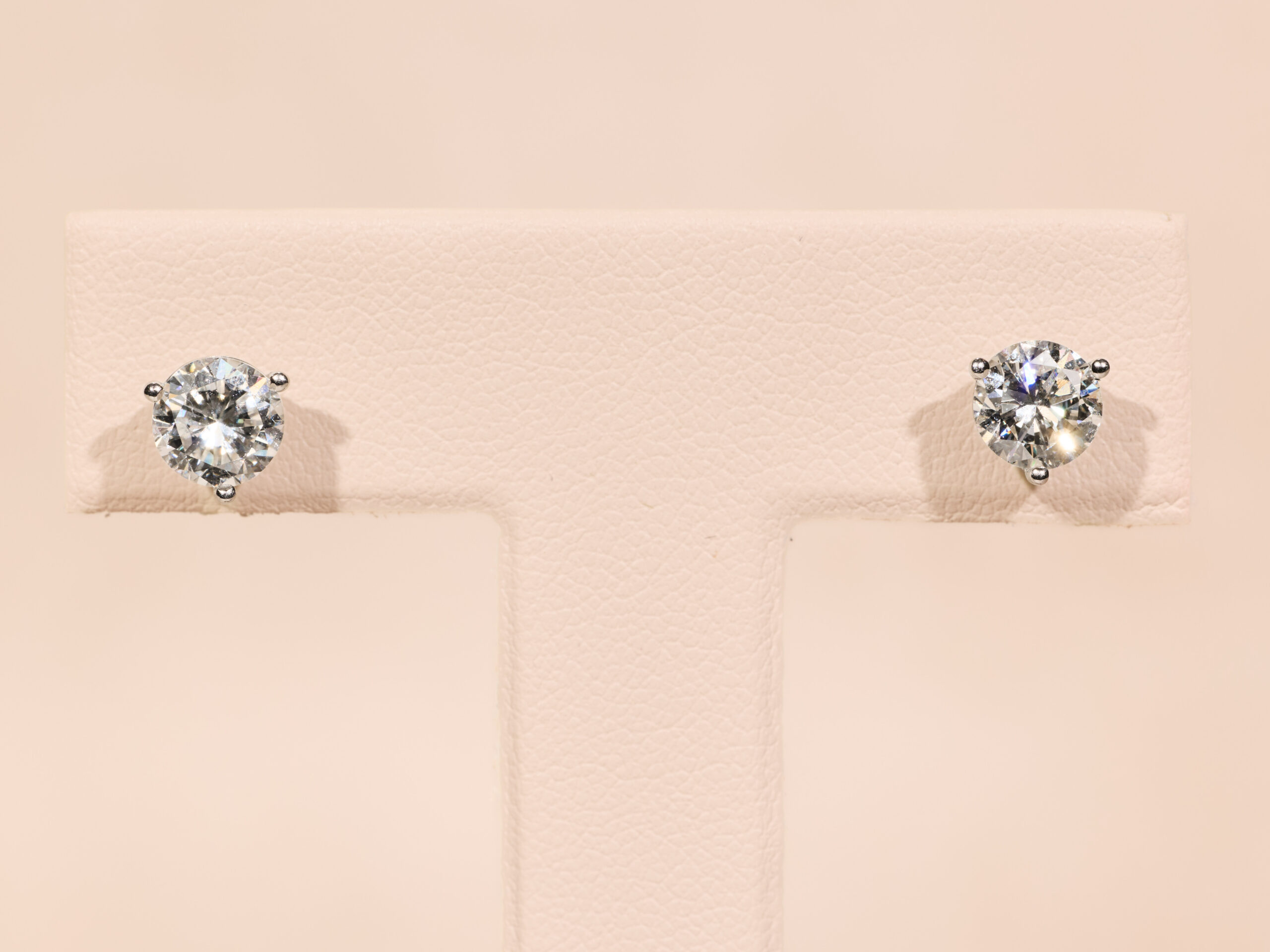 The Virgil Village: 1.96 Carat Total Weight Diamond Stud Earrings in Platinum Martini Settings - Image 5