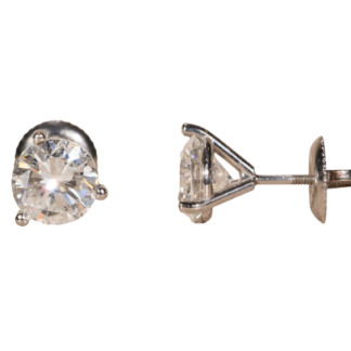 The Virgil Village: 1.96 Carat Total Weight Diamond Stud Earrings in Platinum Martini Settings