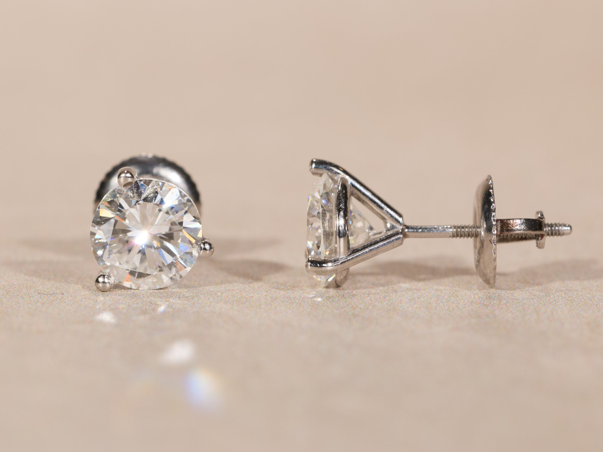 The Virgil Village: 1.96 Carat Total Weight Diamond Stud Earrings in Platinum Martini Settings - Image 6