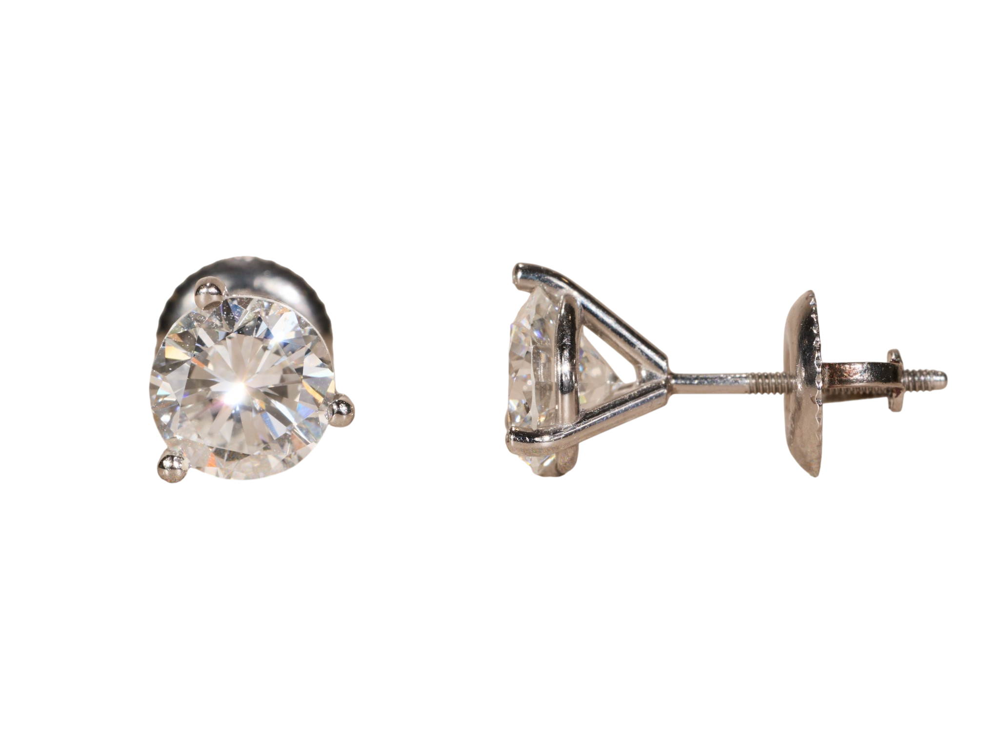 The Virgil Village: 1.96 Carat Total Weight Diamond Stud Earrings in Platinum Martini Settings