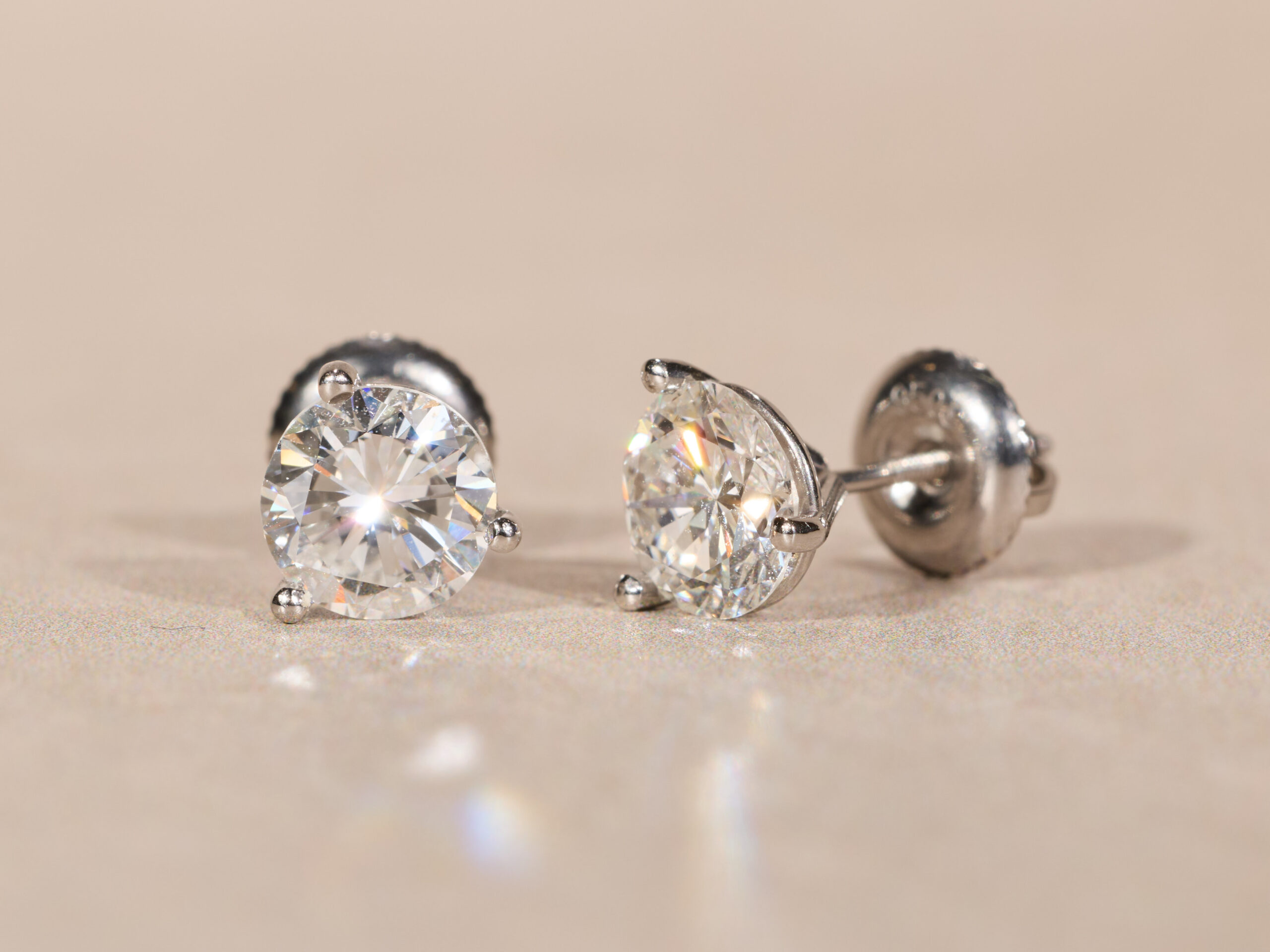 The Virgil Village: 1.96 Carat Total Weight Diamond Stud Earrings in Platinum Martini Settings - Image 7