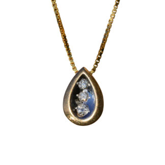 Ladies 14K Yellow Gold Teardrop Pendant set with Diamonds