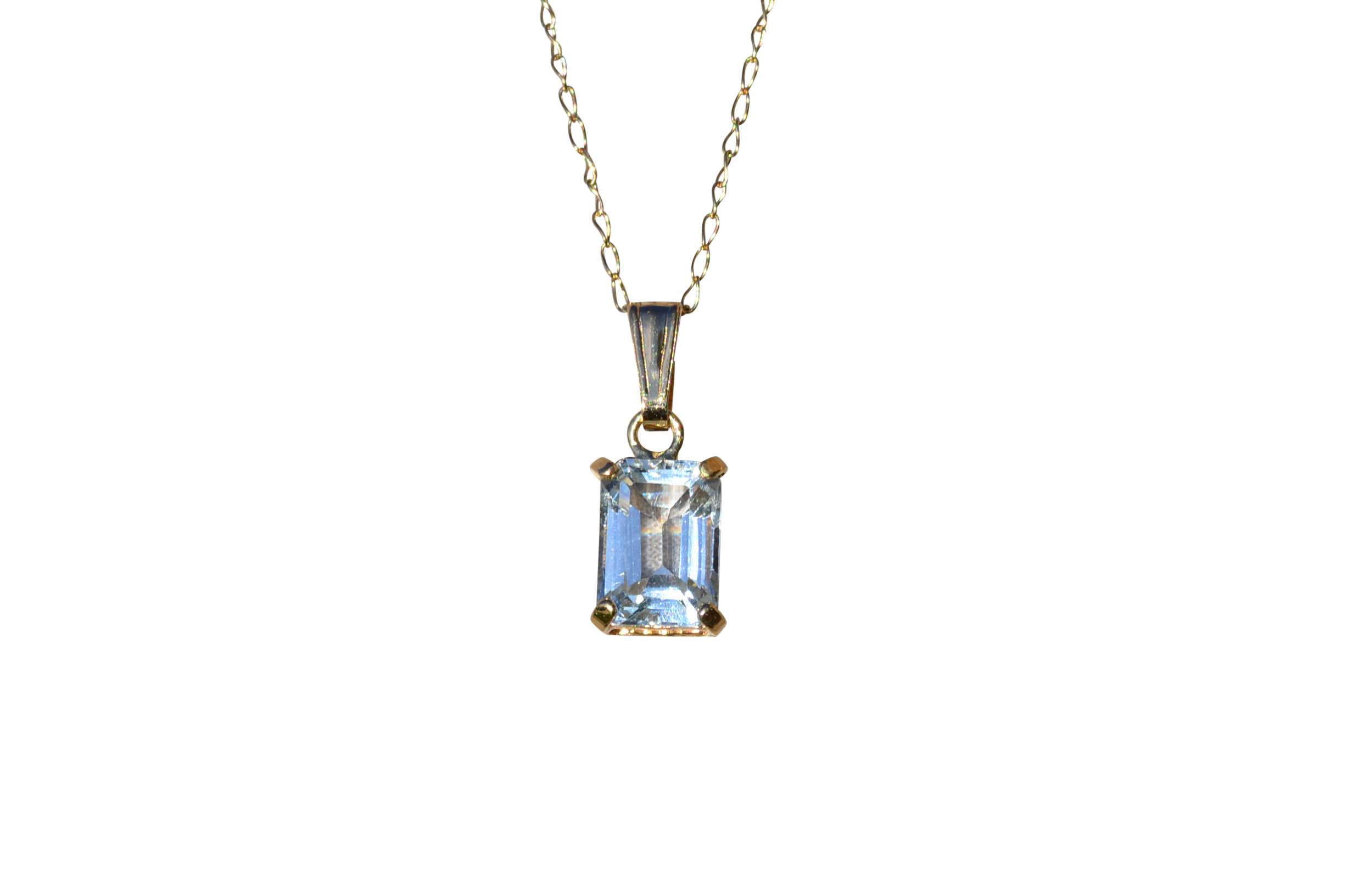 SOLD - The Pondera: Ladies 14K Yellow Gold Necklace set with Aquamarine