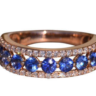 The Collisville:  Ladies Signed LeVian 18K Rose Gold Band set with Sapphires and Diamonds