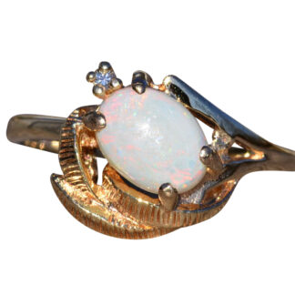 The Lompoc:  Australian Opal and Diamond Ring in Yellow Gold