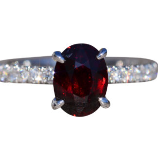 The Camarillo:  2.03 Carat Natural No Heat Deep Red Ruby Engagement Ring