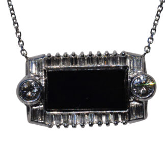 The Rouse: Art Deco Onyx and Diamond East To West Pendant