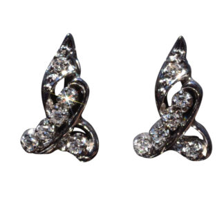 SOLD - The Bay Point:  Antique Platinum Earrings with Diamonds