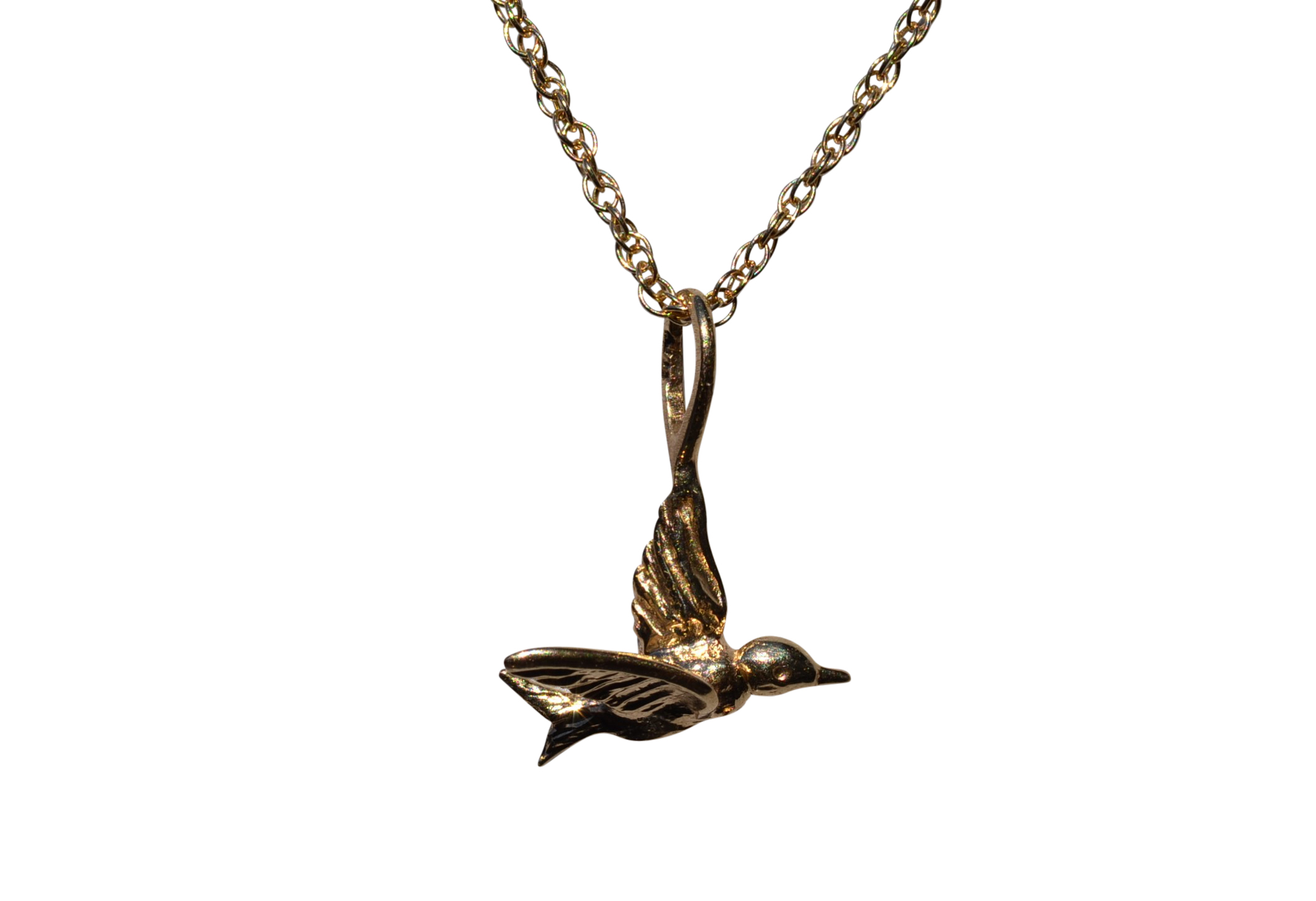 SOLD - The Hummingbird: Yellow Gold Hummingbird Necklace