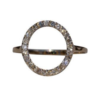 SOLD - The Barnwell:  Yellow Gold Trendy Diamond Circle Ring