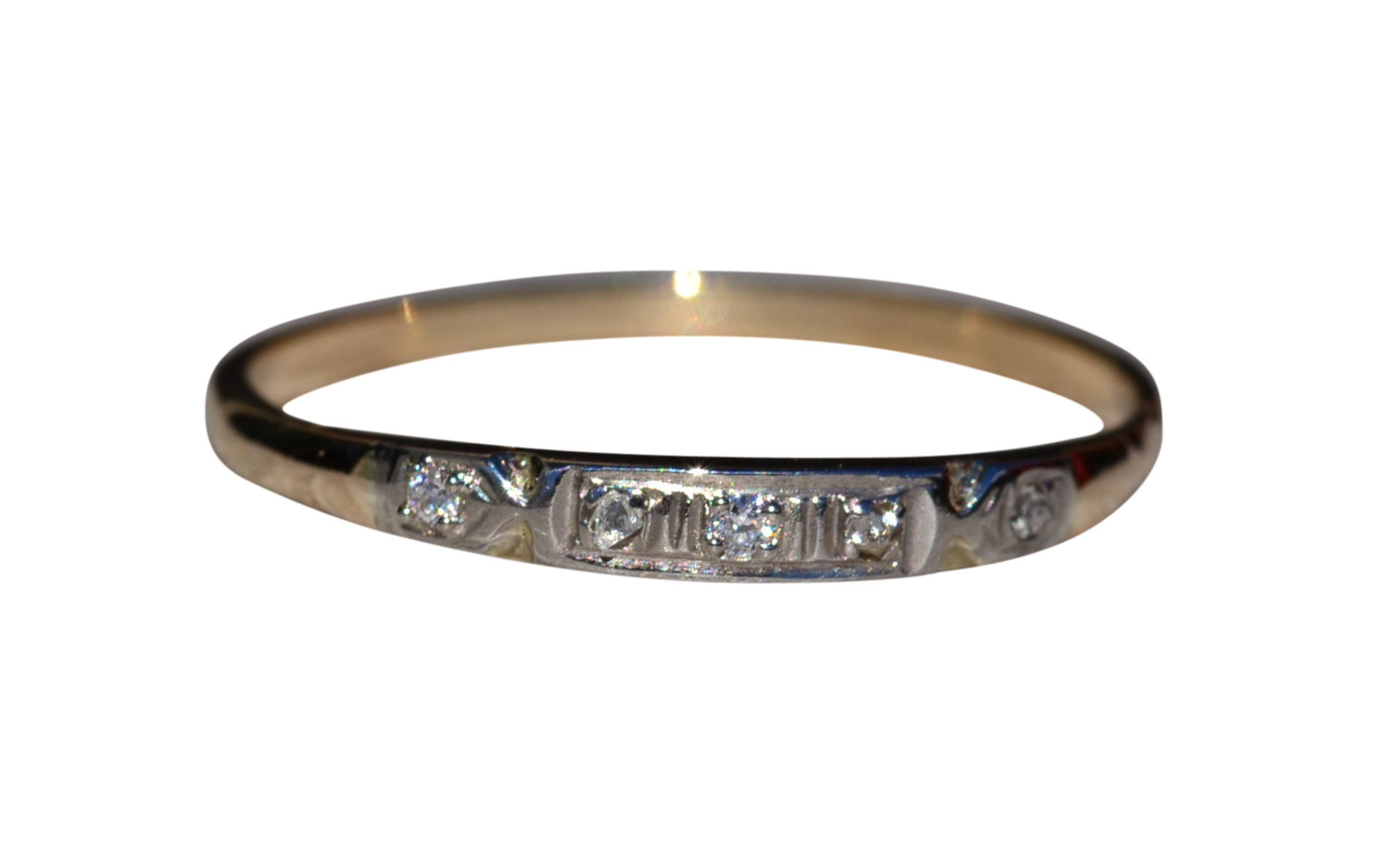 SOLD - The Josephine: Antique Two Tone Diamond Stackable Band