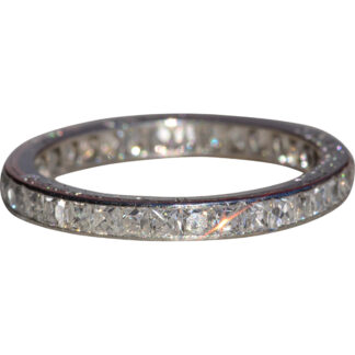 The Falgarwood:  Ladies Antique Platinum Wedding Band set with French Cut Diamonds