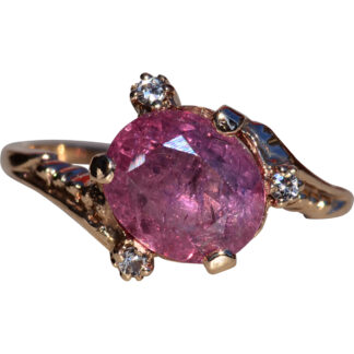 The Grenfell:  Antique Victorian Rose Gold Ring set with Pink Sapphire and Diamonds