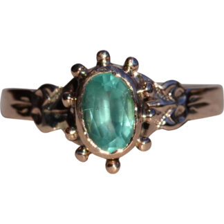 The Luton:  Antique Ladies 14K Rose Gold Ring set with 0.48 CT Colombian Emerald