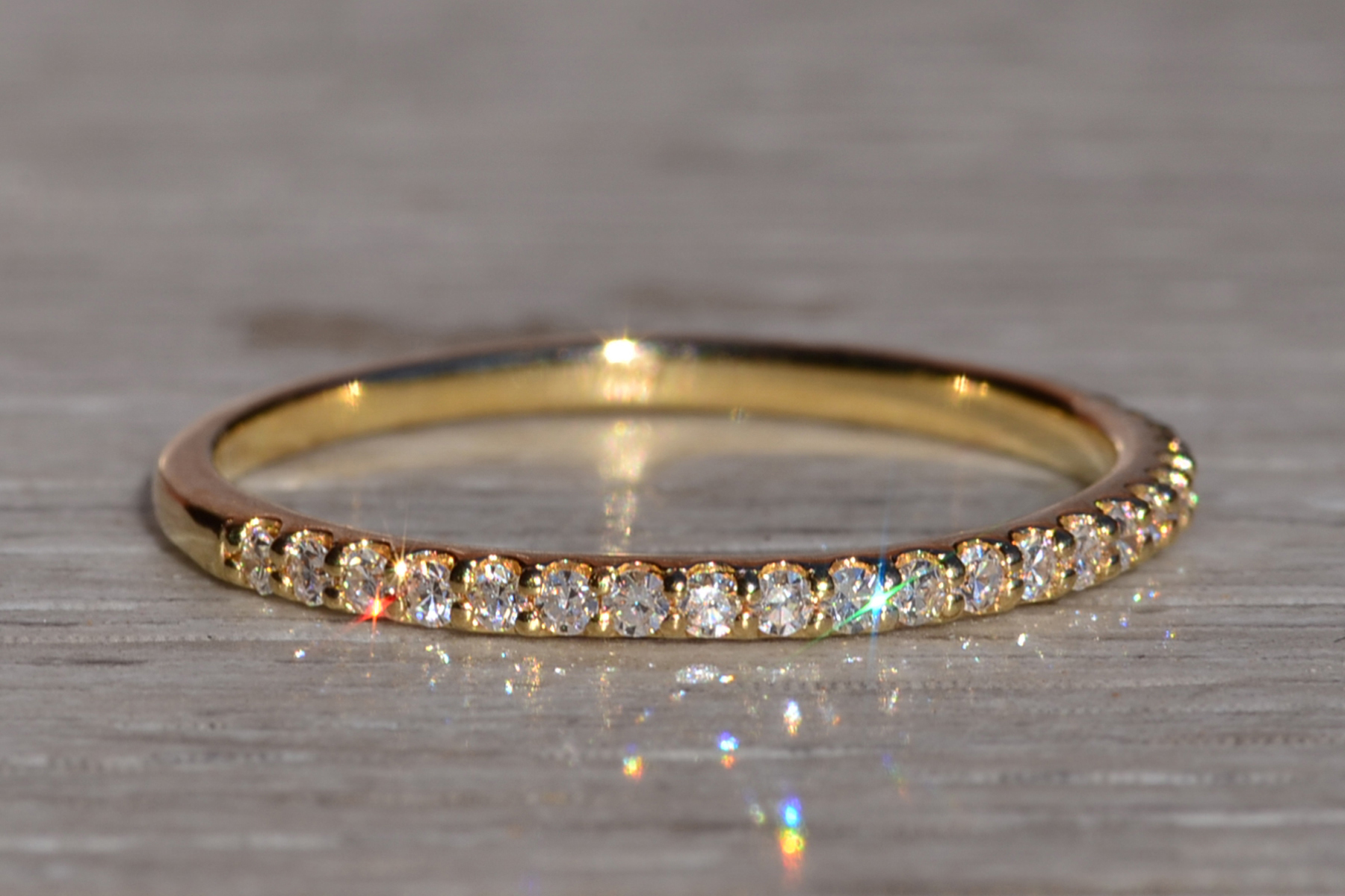 SOLD - The Oxbow: Ladies 14K Yellow Gold Diamond Partway Eternity Band - Image 3