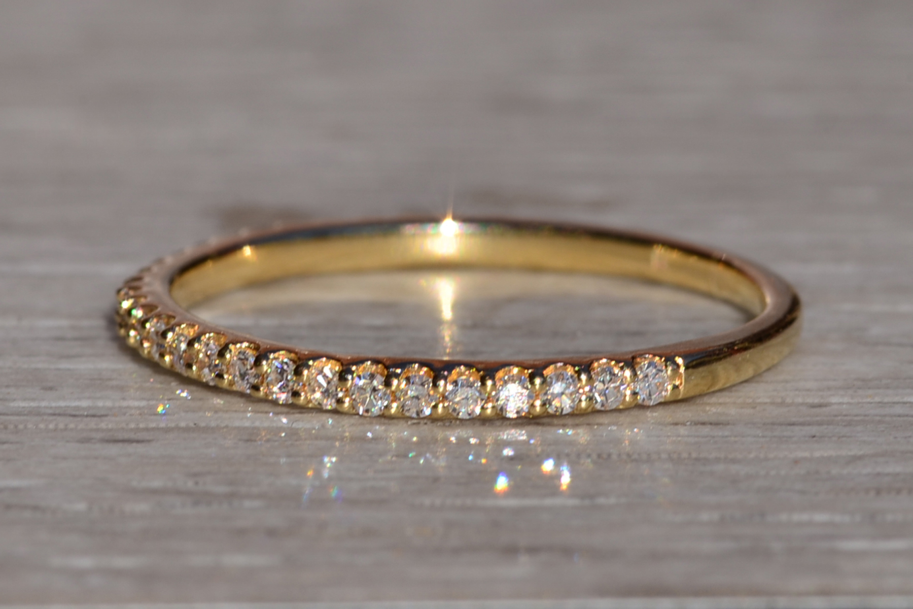 SOLD - The Oxbow: Ladies 14K Yellow Gold Diamond Partway Eternity Band - Image 6