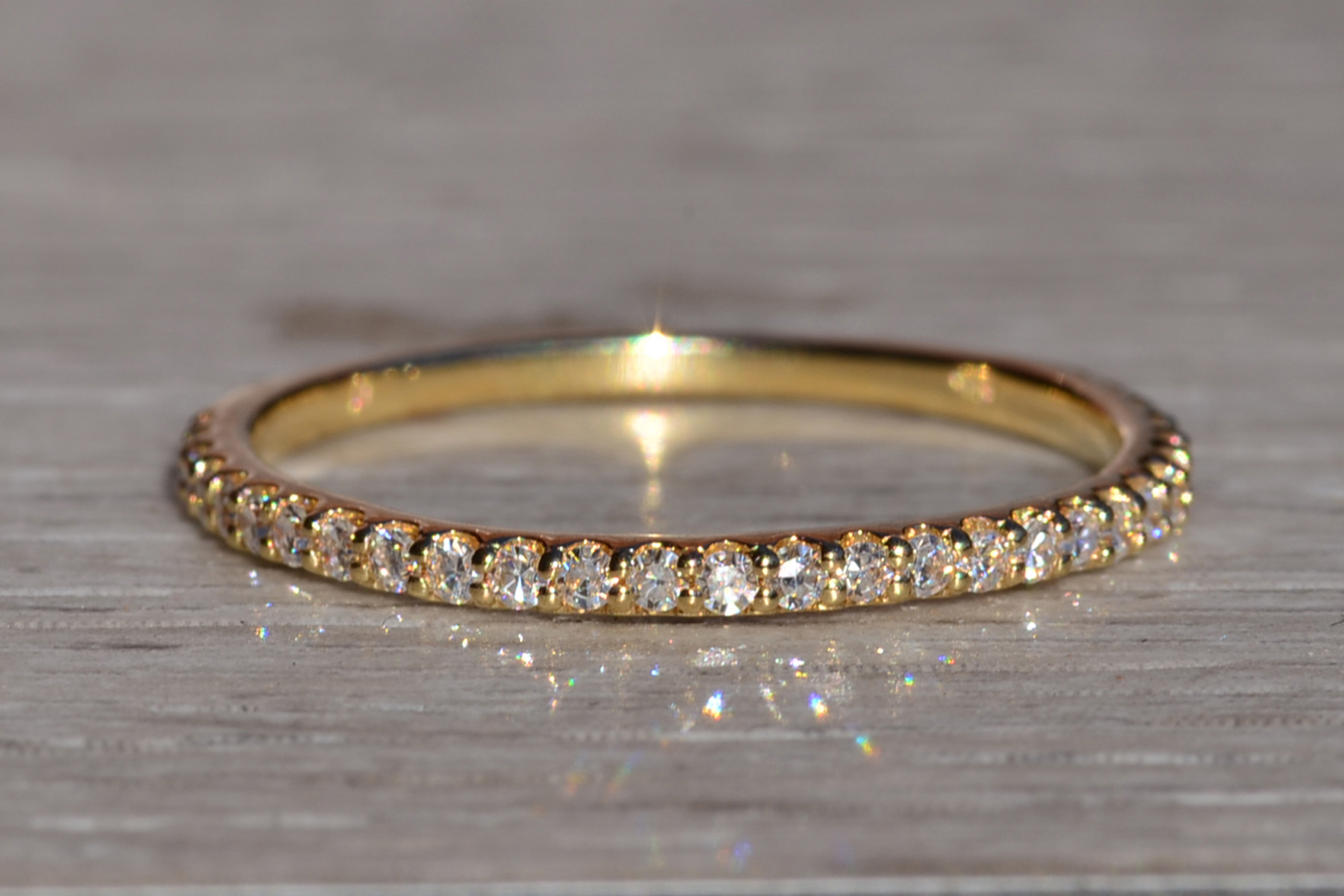 SOLD - The Oxbow: Ladies 14K Yellow Gold Diamond Partway Eternity Band - Image 7
