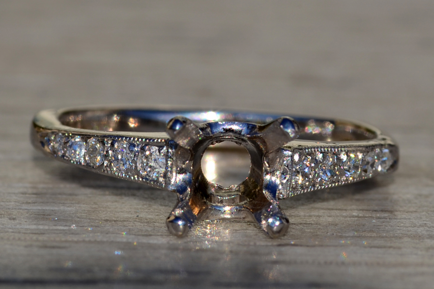 Ladies Antique Semi-Mount in 14K White Gold - Image 2