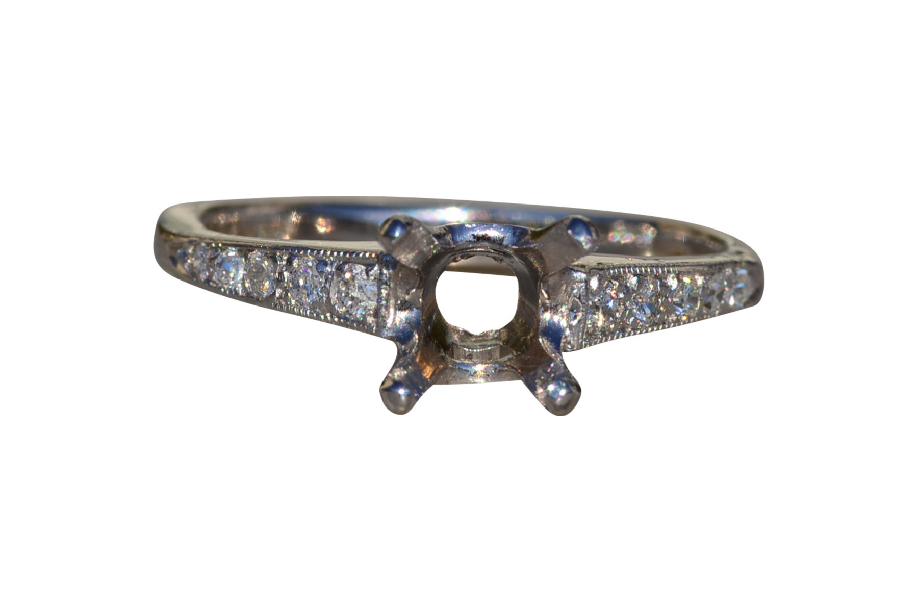 Ladies Antique Semi-Mount in 14K White Gold