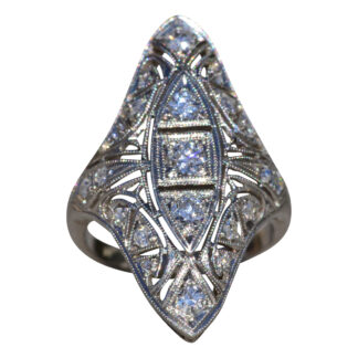 Ladies Antique Navette Shaped Ring set with Diamonds