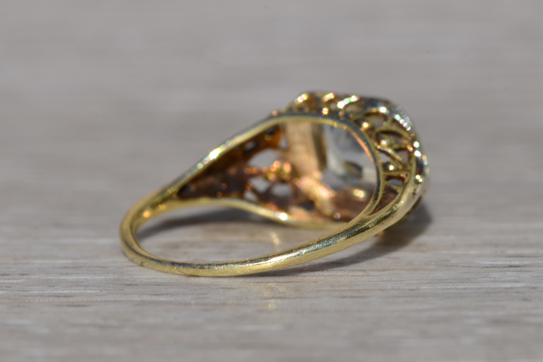 SOLD - Ladies Antique Aquamarine Ring in 14K Yellow Gold - Image 5