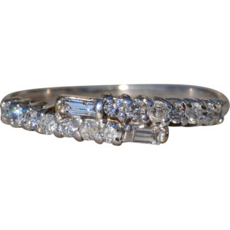 SOLD - The Camptonville:  Ladies Vintage 14K White Gold Diamond Bypass Band