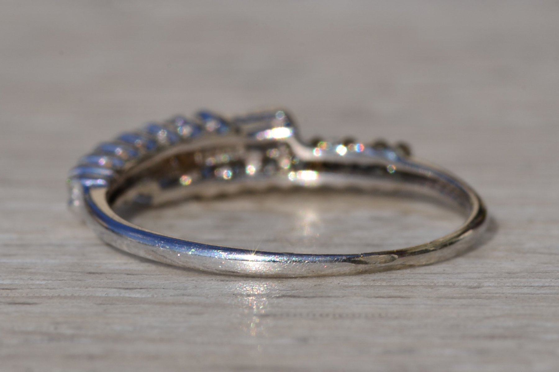 SOLD - The Camptonville: Ladies Vintage 14K White Gold Diamond Bypass Band - Image 4