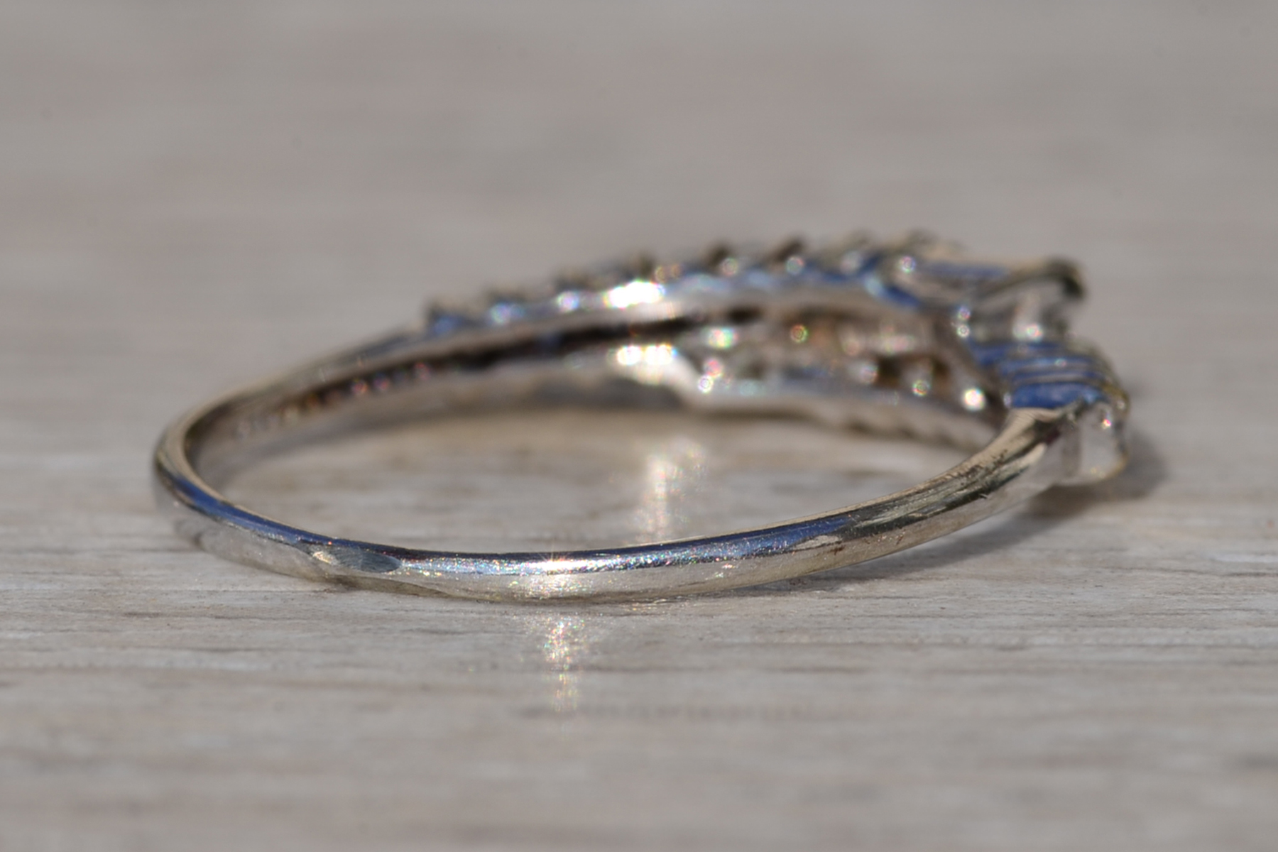 SOLD - The Camptonville: Ladies Vintage 14K White Gold Diamond Bypass Band - Image 5