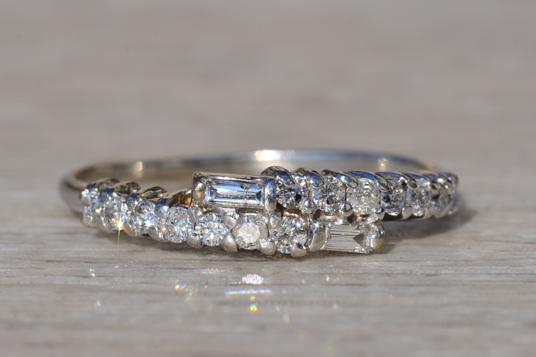 SOLD - The Camptonville: Ladies Vintage 14K White Gold Diamond Bypass Band - Image 7