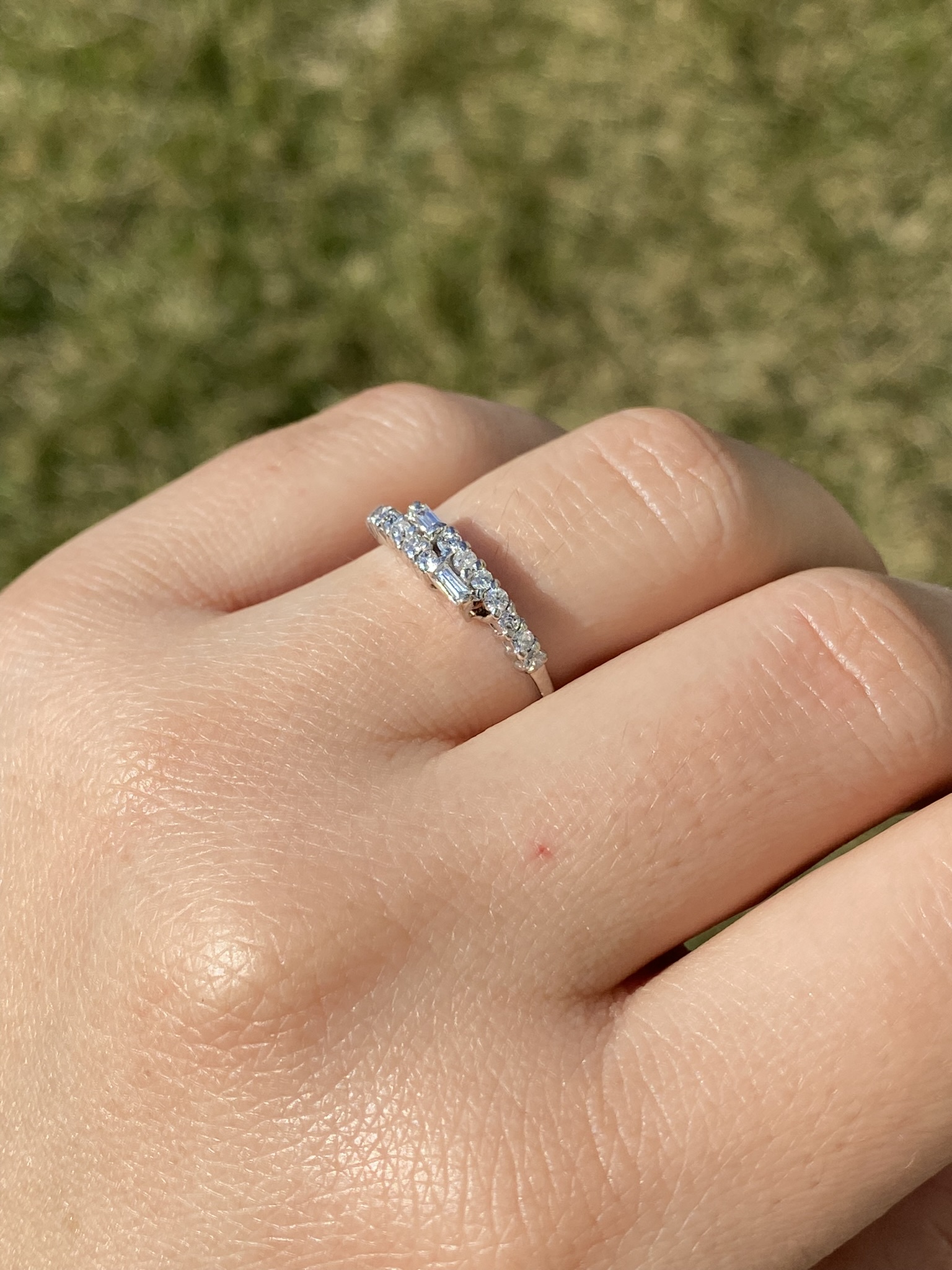 SOLD - The Camptonville: Ladies Vintage 14K White Gold Diamond Bypass Band - Image 10