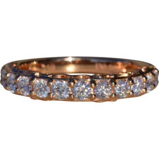 The Markam:  Ladies Custom Made 18K Rose Gold Wedding Band set with Diamonds