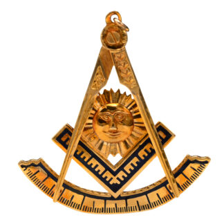The Mason 32: Outstanding Antique Masonic Compass Pendant with Black Enamel