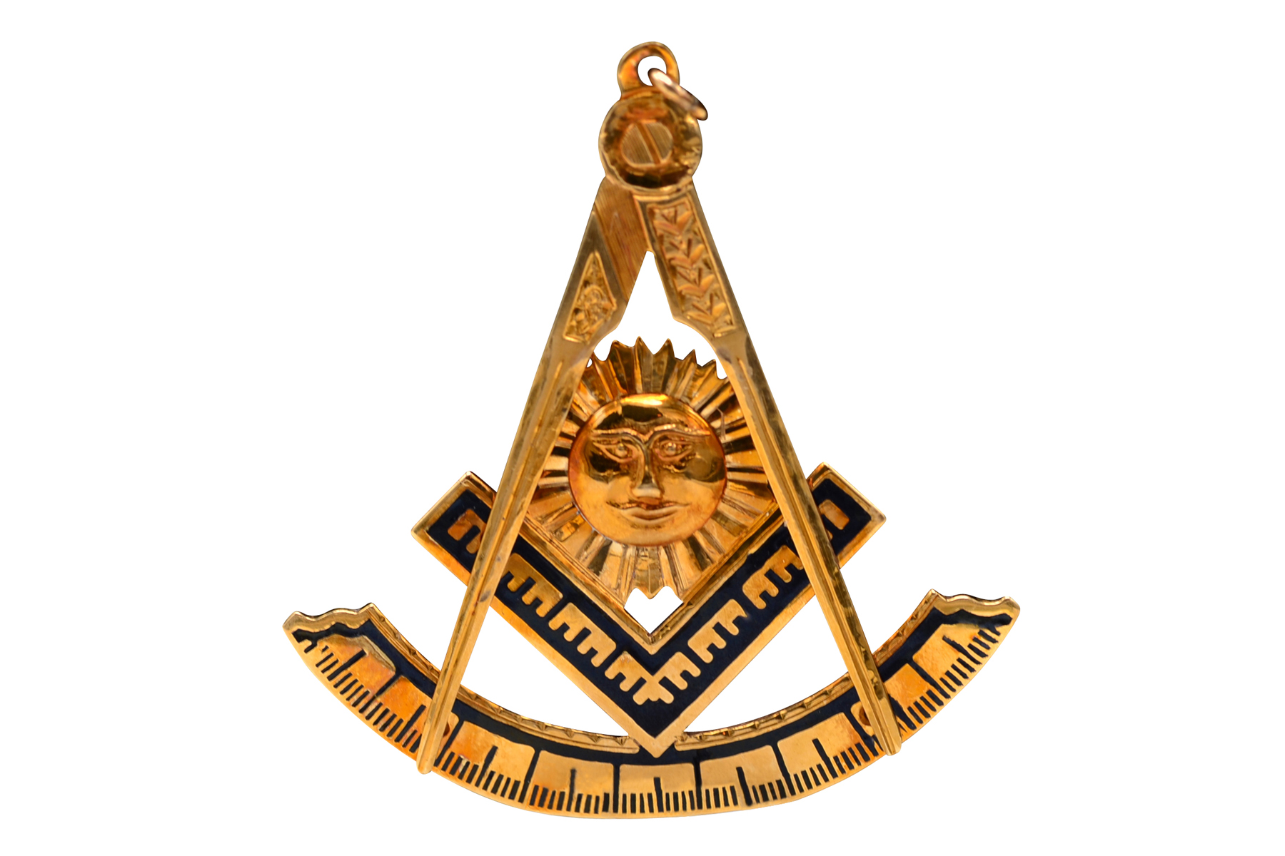 The Mason 32: Outstanding Antique Masonic Compass Pendant with Black Enamel