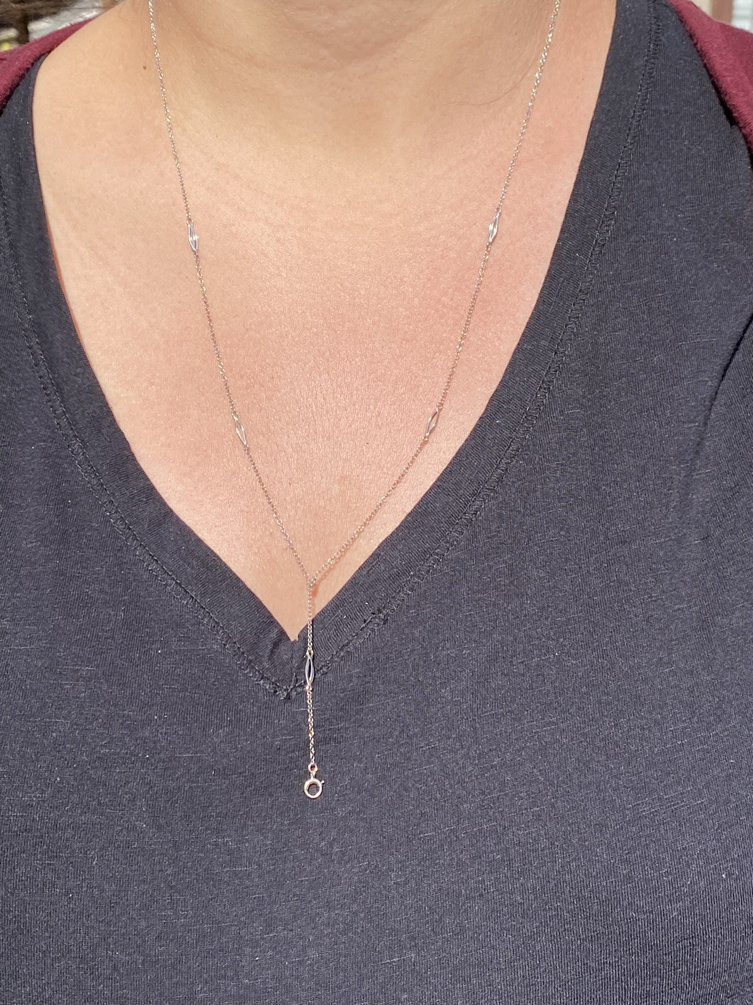 SOLD - The Dangle: Antique White Gold Y Necklace - Image 6