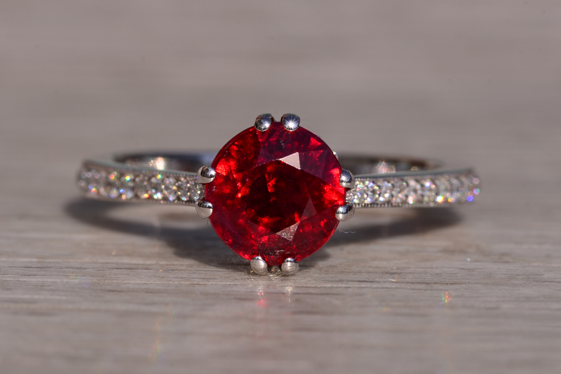 The Fitzgerald: 2.03 Carat Natural Ruby and Natural Diamond Engagement Ring - Image 7