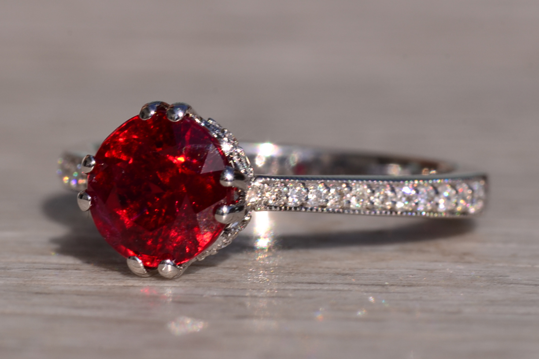 The Fitzgerald: 2.03 Carat Natural Ruby and Natural Diamond Engagement Ring - Image 3