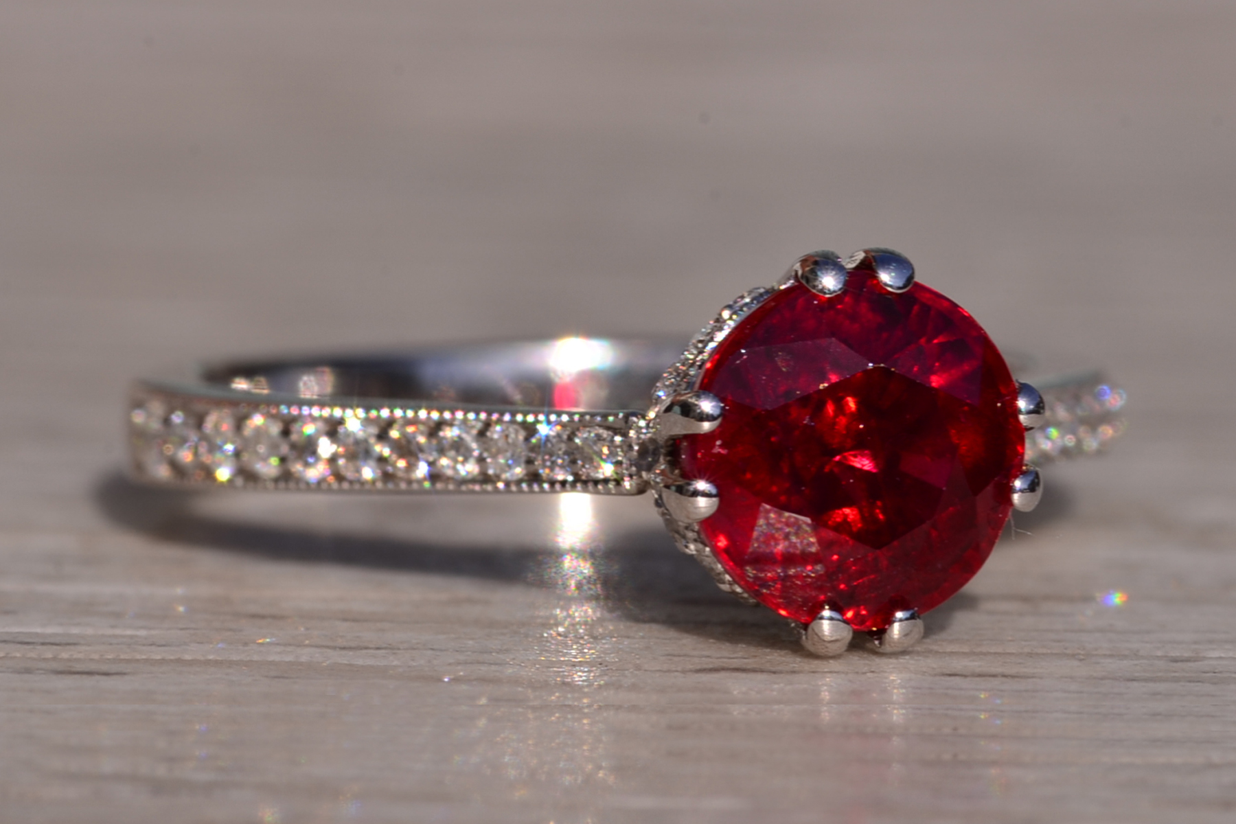 The Fitzgerald: 2.03 Carat Natural Ruby and Natural Diamond Engagement Ring - Image 6