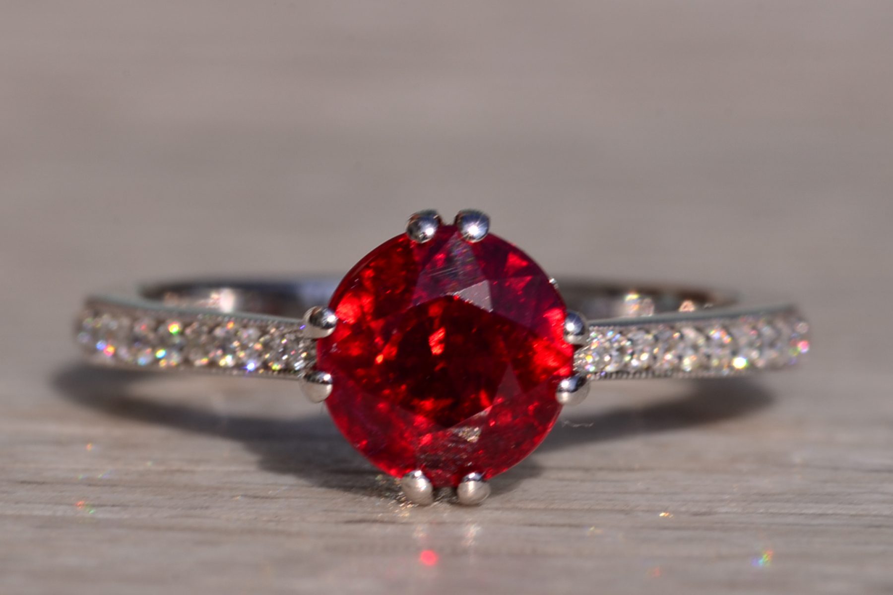 The Fitzgerald: 2.03 Carat Natural Ruby and Natural Diamond Engagement Ring - Image 2