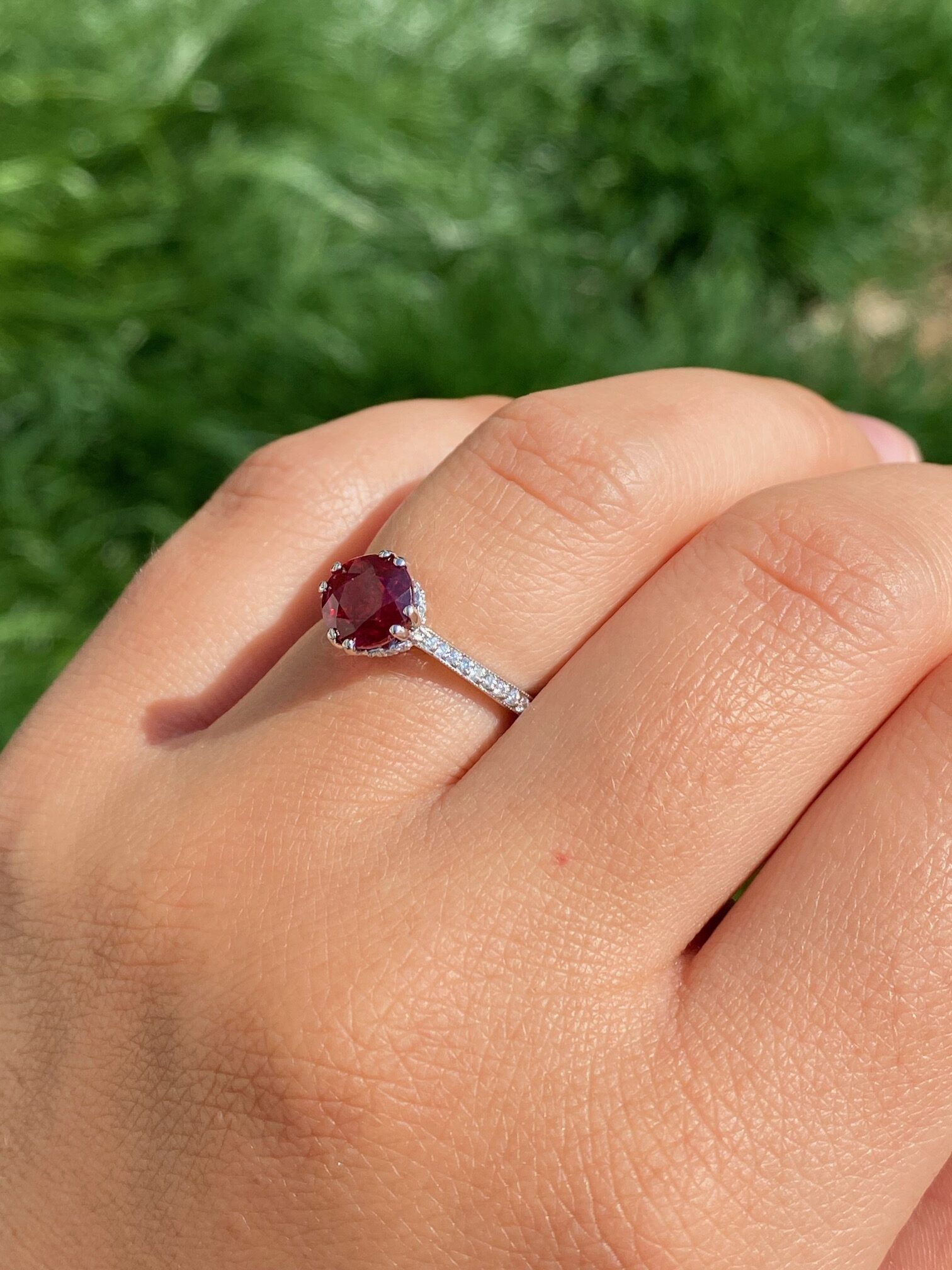 The Fitzgerald: 2.03 Carat Natural Ruby and Natural Diamond Engagement Ring - Image 10