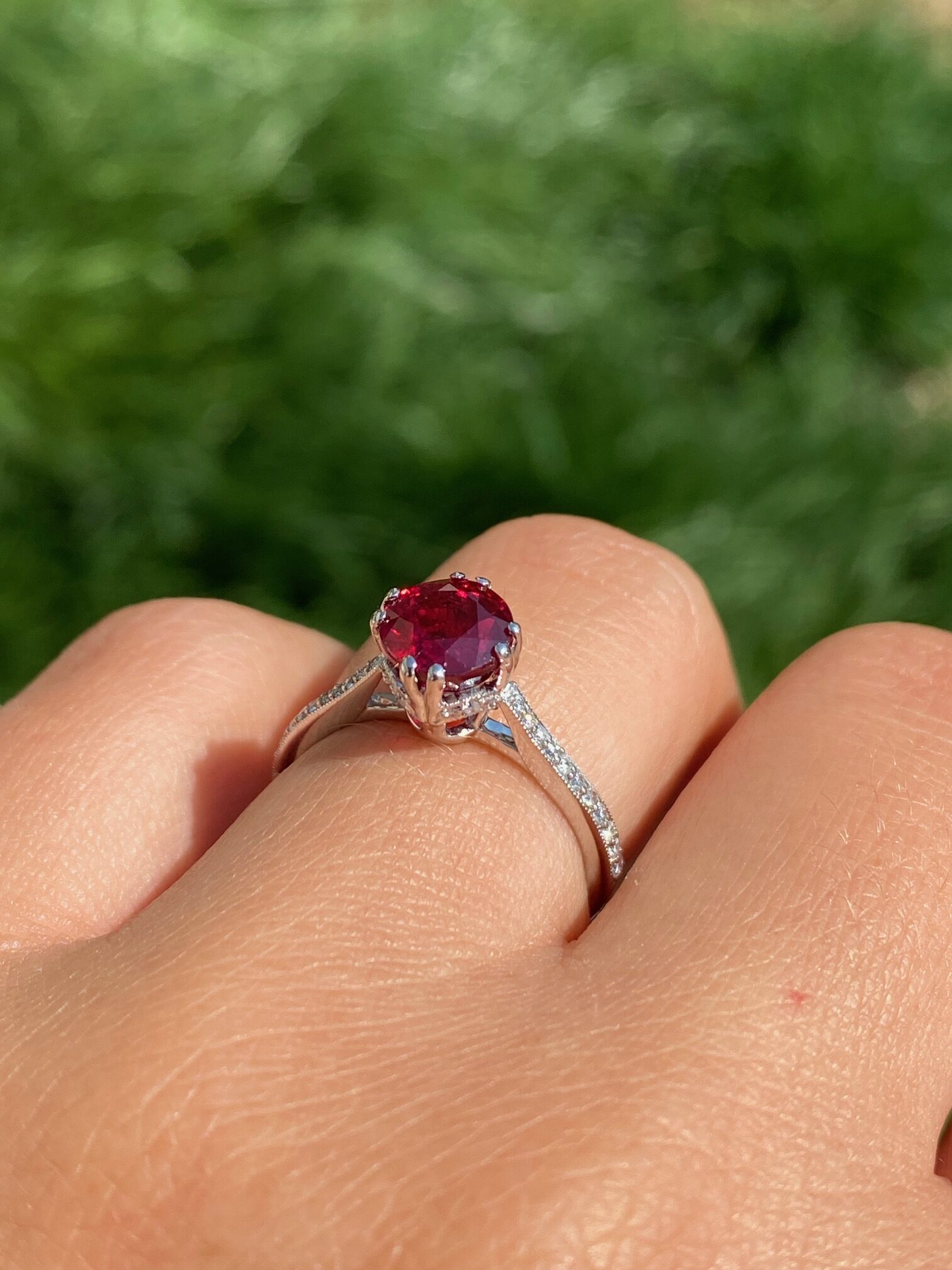 The Fitzgerald: 2.03 Carat Natural Ruby and Natural Diamond Engagement Ring - Image 11