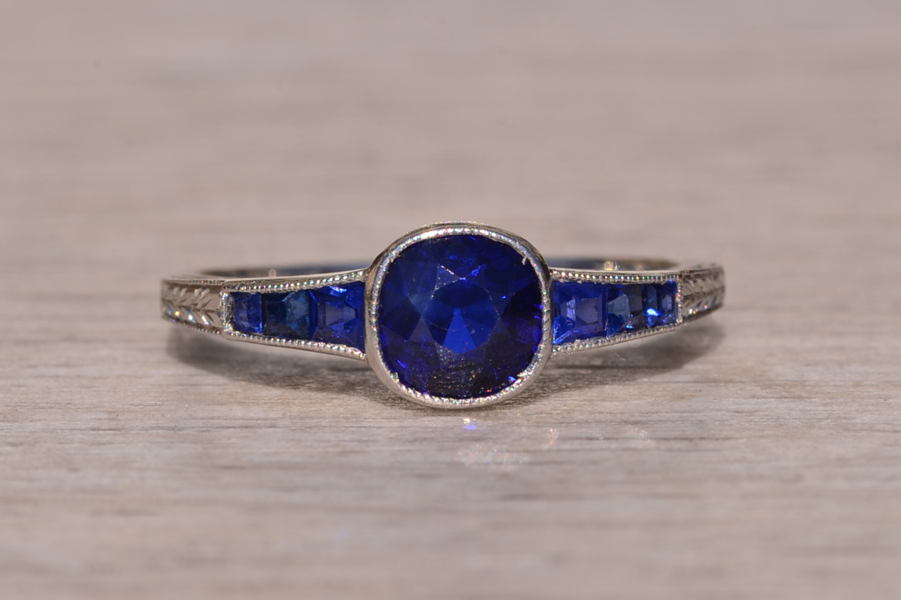 SOLD - The Wandering: Antique Art Deco Sapphire Engagement Ring - Image 2