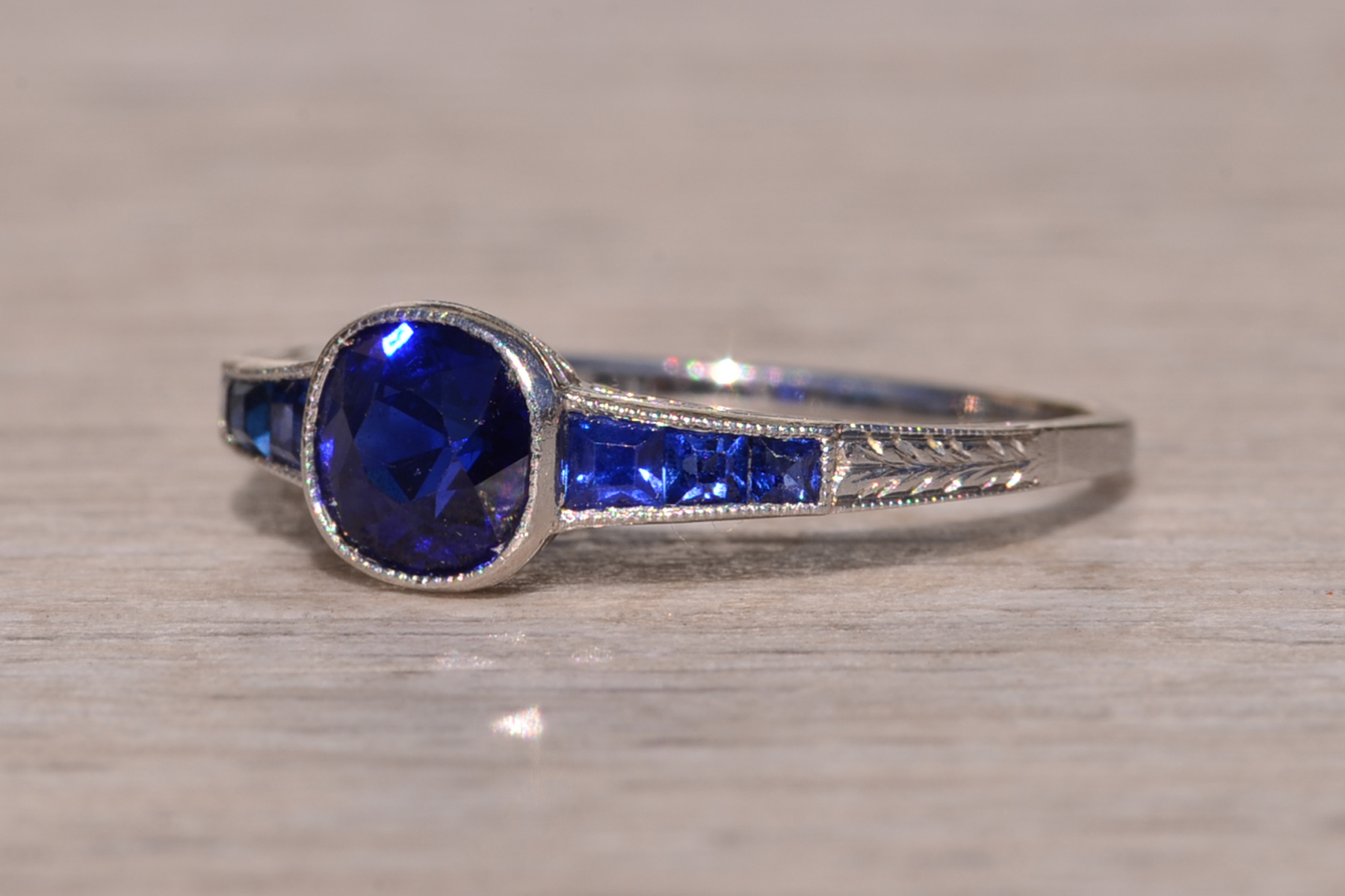 SOLD - The Wandering: Antique Art Deco Sapphire Engagement Ring - Image 3
