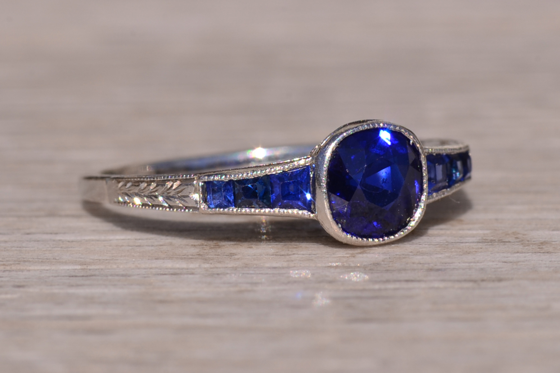 SOLD - The Wandering: Antique Art Deco Sapphire Engagement Ring - Image 4